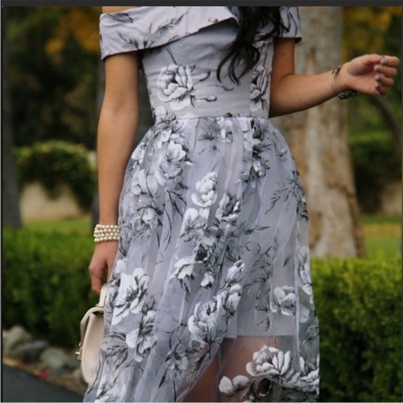 WEDDING GUEST OR BRIDESMAID FLORAL OFF SHOULDER  FIT & FLARE DRESS SZ 6 - Picture 5 of 12